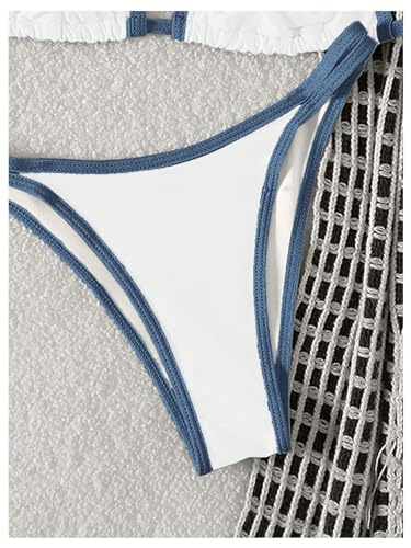 Bikini triangle deux pièces coupe haute vêtement de plage bicolore taille S