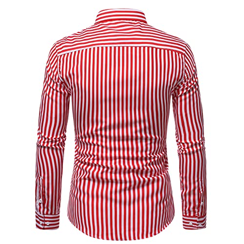 Men's Long Sleeve Spring Stripe Printed Shirt Thin Casual Slim Striped Shirt Fit Pinstriped Button Down Shirts2