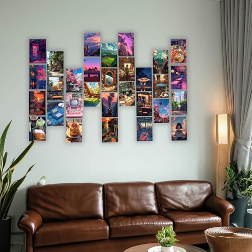 Image of Wallgasm Lofi Poster Set - Set of 30, 4 x 6 Inches Posters Room Decor Product | Poster for Home, Room, Gym, Dorm Room, Hostel | Collage Kit | Lofi aesthetic