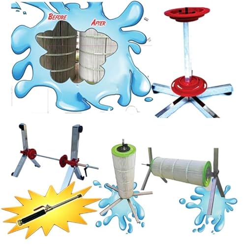 SpinDoc Pro Filter cleaning stand made in USA cleaner for 2, 3, 4 or 6 Inch swimming pool cartridges tornado spinner action maintenance pump equipment above in ground solar cover salt systems chlorine