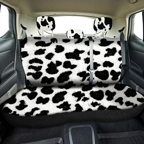 Cow Print Car Seat Covers Full Set For Women Men Cow Print Car Accessories Set Rubber Steering Wheel Cover Car Armrest Pad Cover Seat Belt Pads Wrist Holder Keychain (Plush) #TOP3