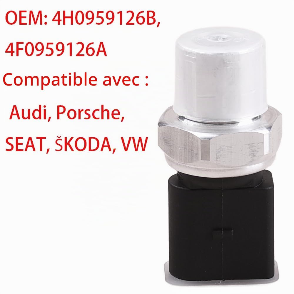 LoreenCar Pressostat Climatisation, capteur pression AC, pour Audi, VW, Skoda, Seat, Porsche, 1K0959126E, 1K0959126A, 5K0959126, 82CP0905, 1J0959126, capteur pression clim