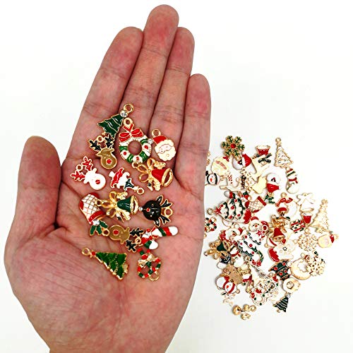 76Pcs Christmas Pendant Charm, Christmas Enamel Charm Pendant For Diy Necklace Bracelet Earring Jewelry Making, Clothes Sewing, Bags Decoration, Charm Diy Scrapbooking Supply #TOP1