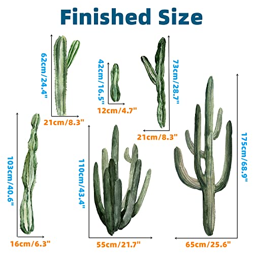 Royolam Huge Giant Column Cactus Wall Decals Living Room Saguaro Cactus Tropical Plant Wall Stickers Removable Peel And Stick Waterproof Wall Art Decor Stickers For Bedroom Classroom Library Bathroom Office #TOP4