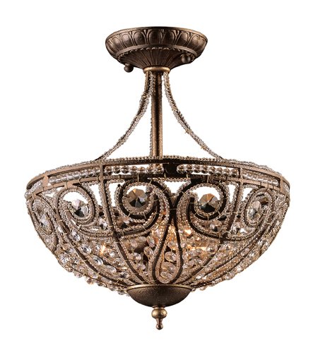 Get Special Price Elk Elizabethan 3-Light Semi Flush-Mount Ceiling Fixture, Dark Bronze