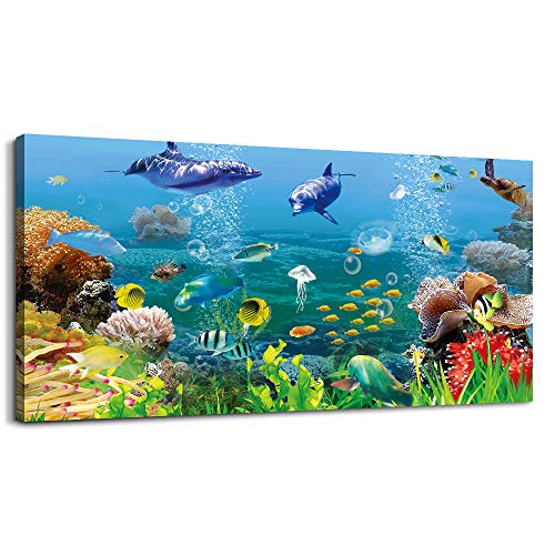 MHARTK66 Canvas Wall Art - Coral and Fish Modern Home