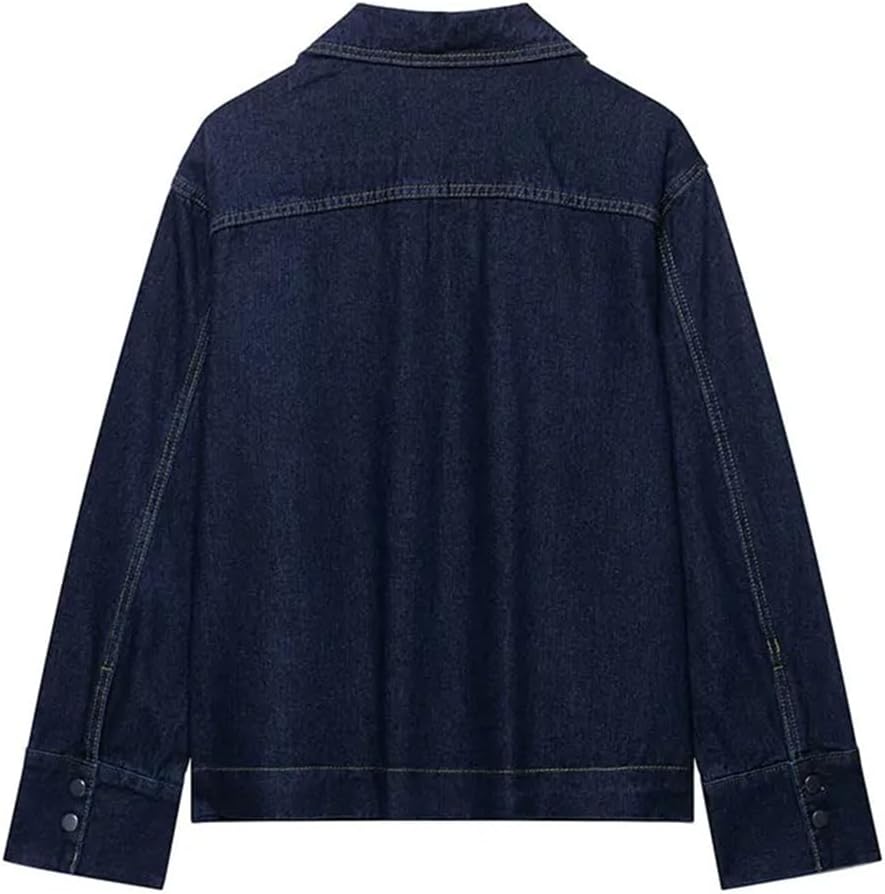 Womens Denim Two Piece Set Loose Fit High Waist Baggy Jeans and Cropped Jacket Vintage Office Lady Suit