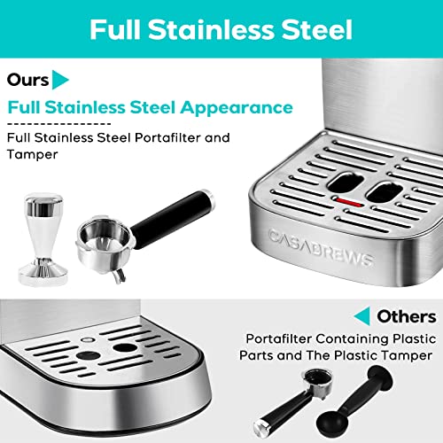 Espresso Machine 20 Bar, Stainless Steel Espresso Maker With Automatic Milk Frother, Compact Cappuccino Machine With 49 Oz Removable Water Tank For Cappuccino, Latte, Macchiato, Gift For Coffee Lovers #TOP4