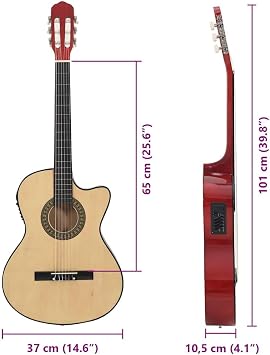 vidaXL Western Classical Cutaway Guitar with Equalizer and 6 Strings