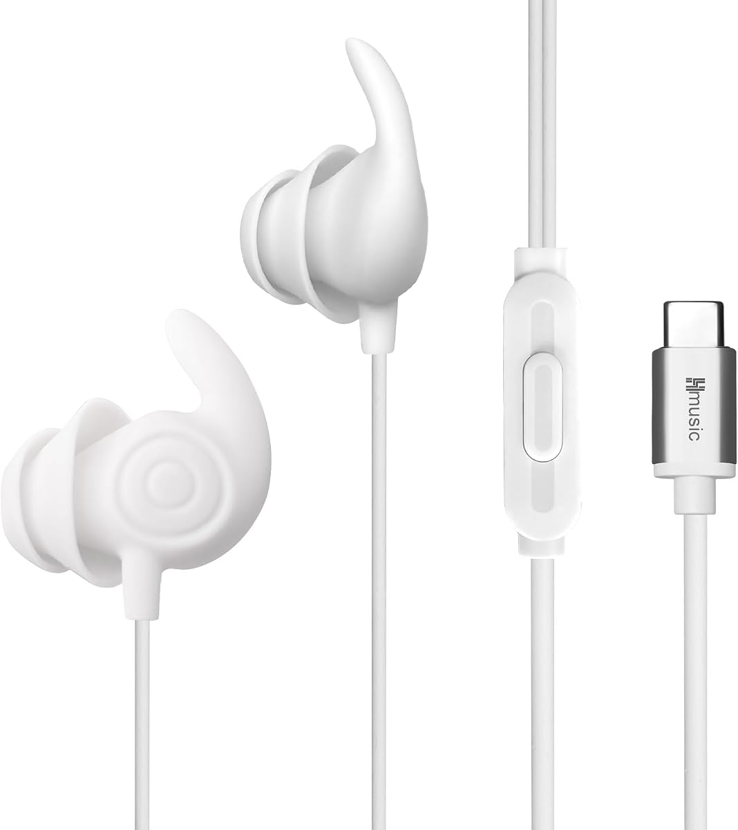 Auriculares para Dormir, Auriculares para Dormir con Cable USB C con Aislamiento de Ruido de 30 dB | Auriculares ligeros de silicona suave con micrófono para insomnio/dormir de lado/ronquidos/viajes aéreos/yoga/relajación/meditación (blanco)