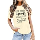 Women Best Moms Shirt Get Promoted to Grandma T Shirt Grandmother Gift Shirt Short Sleeve Casual Tee Top Apricot