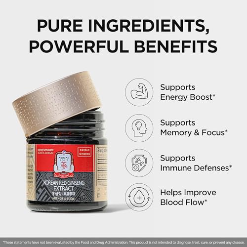 Image of JUNG KWAN JANG Korean Red Panax Ginseng Extract Extra Strength, Energy Boost, Performance, Boost Immune System, Stamina, Blood Circulation and Mental Health Support, Memory, Productivity - 240g