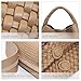 Large Woven Tote Bag for Women with Purse Fashion Shoulder Hobo Underarm Bags Woven Soft Vegan Leather Handbag, Apricot