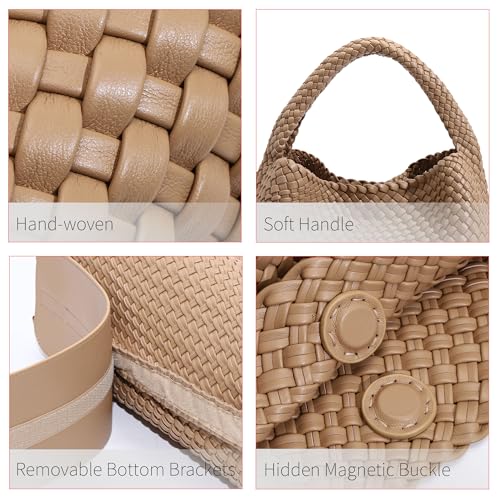 Bolso tote grande tejido para mujer con cartera y hombro miniatura 6