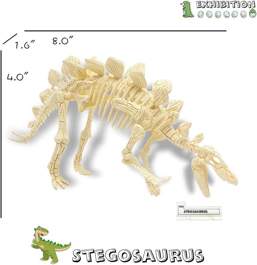 YODAR 3 Pcs Dinosaur Fossil Skeleton DIY Toys 8.7 Inch Educational Puzzles Model Set for Kids Over 8 Years Old