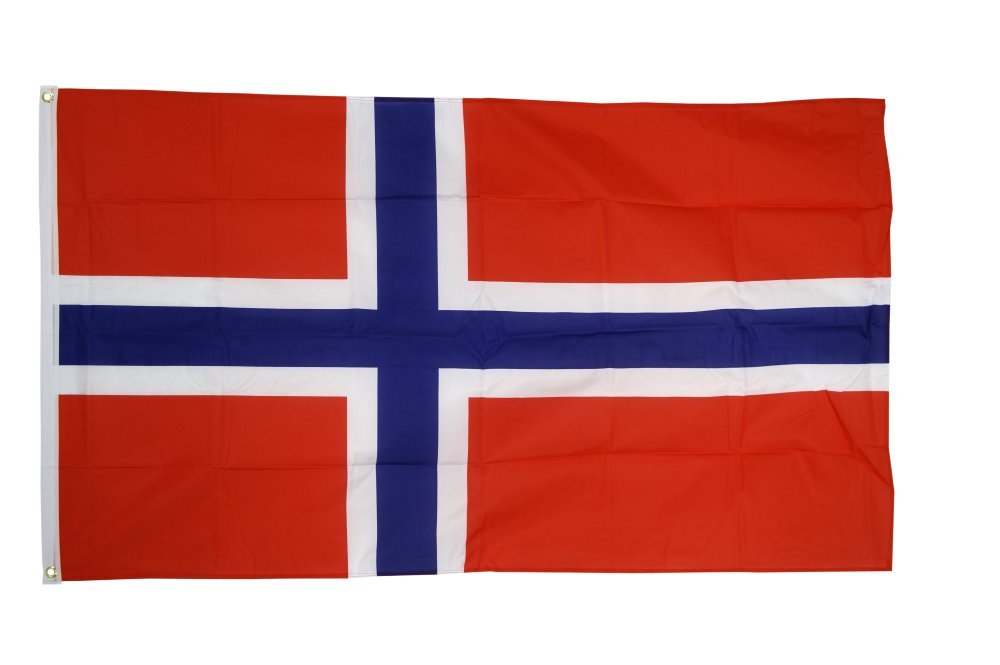 Flaggenfritze® Norwegen Flagge 90 x 150 cm, Starke norwegische Nationalfahne mit 2 Metallösen für Garten, Vereinsheim und Eventtage + Gratis Sticker