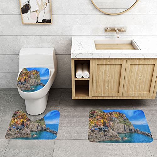 Badematten Set 3 Teilig,Toilettenmatte Set,3Er Badgarnitur Badezimmer Matte Set Dusch Bade Matte Vorleger Teppich 3D… – Bild 3