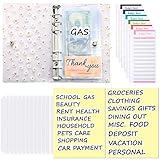 28 Pieces A6 Budget Binder with Budget Envelopes, Planner Budget Binder Organizer PVC Notebook Cover Waterproof 6-Ring Binder Expense Budget Sheet and Letters Labels for Bill Planner(Flowers)