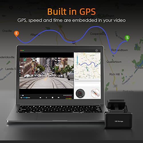 Dash Cam Front 4K And Rear 1080P, Built-In Wifi Gps, Dual Dash Camera For Cars, 170° Wide Angle Dashboard Camera Video Recorder With Night Vision, Wdr, Support 512Gb Max #TOP2