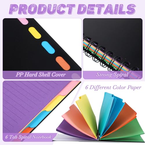 Cahier à spirales pour ne plus perdre vos notes grâce aux onglets de séparation multi-sujets A5 - 3