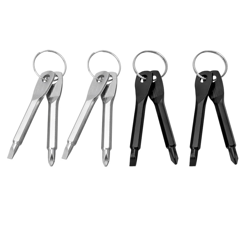 Yakamoz Keychain Screwdriver Set 8 Pcs Pocket Screwdriver Keys Flat & Cross Head Screwdrivers Mini Screwdriver Keyring Gifts For Men Dad Electrician