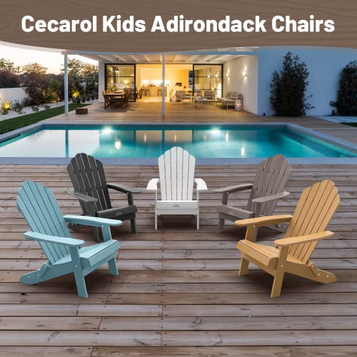 Cecarol Kids Folding Adirondack Chair, Child-Friendly Polystyrene Patio Chair, Beautiful Wood-Texture Weather Resistant And Durable Toddler Outdoor Chair For Garden, Lawn, Indoor, Coffee-Tfc6 #TOP3