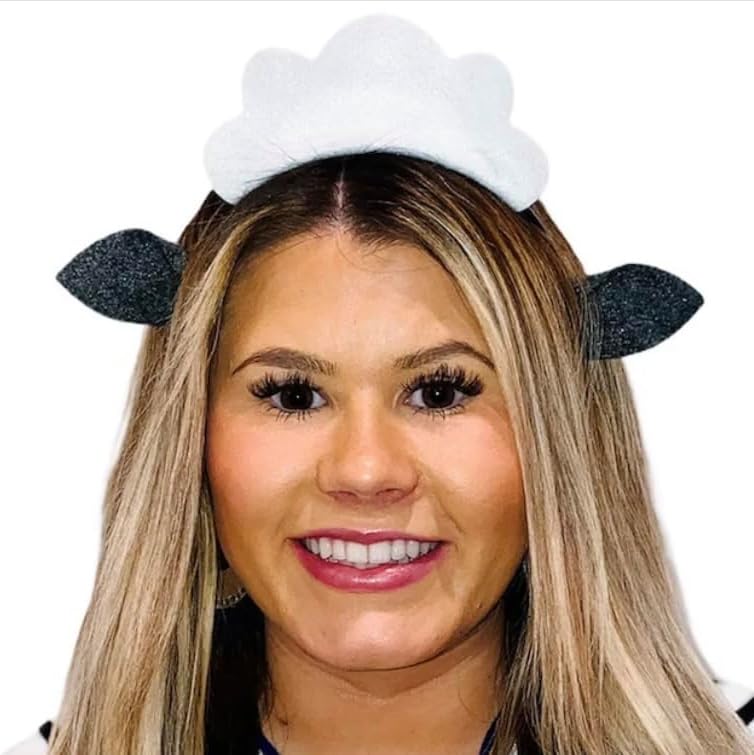 6 Headbands Sheep lamb ears farm barnyard animals Halloween costume men women White and charcoal grey - Image 3