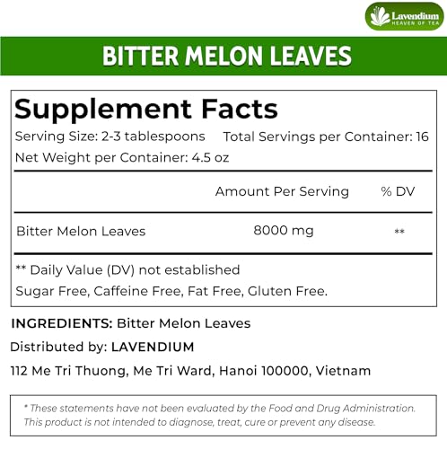 Image of Lavendium Bitter Melon Tea Bags, Bitter Gourd Tea, Caffeine-Free, 4.5oz
