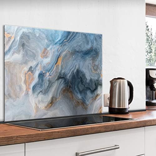 murando Glass Splashback for Kitchen 60x60 cm / 24"x24" Backsplash Cooker Protector Tempered Glass Decorative Wall Art Panel Heat Resistant Graphic Grey Gray f-A-10140-aq-a