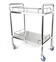 Vista 1 de Carrito de 2 capas, carrito médico de 2 niveles, carrito de servicio de laboratorio de 2 niveles, carritos de acero inoxidable con ruedas