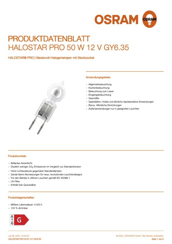 Osram Halostar GY6,35 12V, 50W, 64440 AX – Ansicht 3