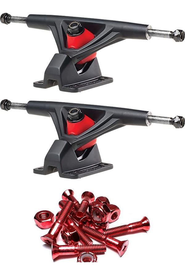 Seismic Skate Systems 155mm Aeon 30 Degree Flat Black Skateboard Reverse Kingpin Trucks with 1