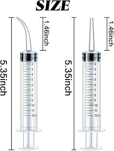 Miniatura 2 de TIHOOD Juego de 16 jeringas de plástico de 0.4 fl oz/cc, jeringa con punta curva y punta recta, jeringa de riego desechable, limpiador bucal para
