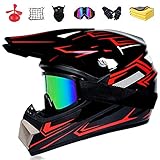 【Juego de cascos de motocicleta】 Un juego de 7 cascos de motocicleta todoterreno con una buena relación calidad-precio. Incluidos cascos, gafas, guantes, protectores faciales, redes para cascos de motocicleta, trapos y accesorios para cascos.