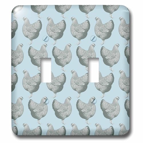 Interrupteur double à bascule décoratif motif poule mouchetée bleu poudré lsp_219333_2