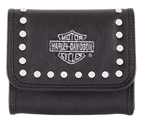 Harley-davidson women's embroidery studded leather coin wallet hd…