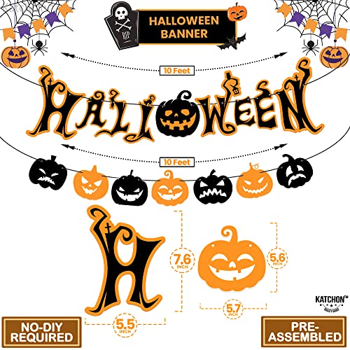 Katchon, Large Halloween Pumpkin Garland - 10 Feet, No Diy | Pumpkin Halloween Party Banner, Happy Halloween Sign, Halloween Party Decorations | Pumpkin Garland For Mantle, Halloween Banners For Wall #TOP3