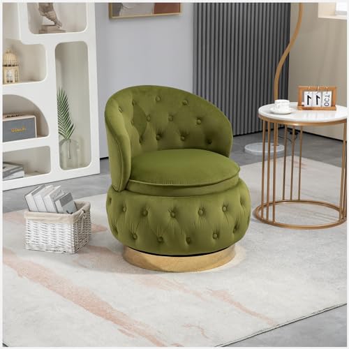 MATONELL 360 Degree Swivel Cuddle Barrel Accent Storage Chairs, Round Armchairs with Wide Upholstered, Fluffy Velvet Fabric Chair for Living Room, Bedroom, Office, Waiting Rooms - Thumbnail 2