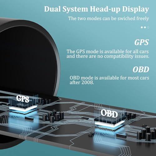 Dual System Car Head-up Display, Shows Multiple Functions, GPS Speedometer,Head up Display Auto, OBD In-Car Dashboard, with Multiple Prompt Functions, Suitable for All Cars – Bild 6