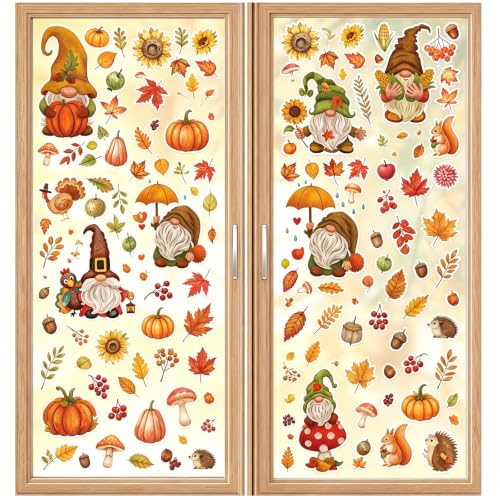 9 Feuilles de Lutins Decoration Automne, Stickers Automne pour Fenêtre