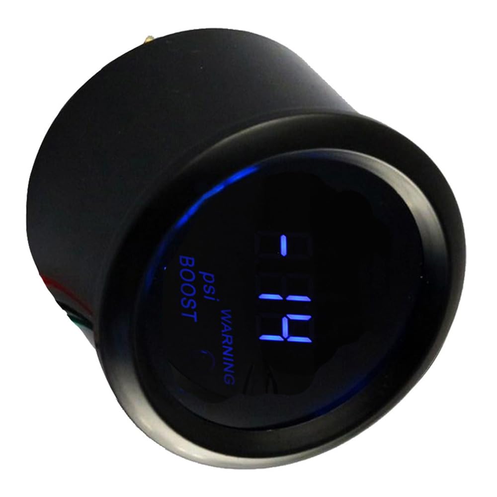 Digital Turbo Boost Gauge PSI Blue LED Universal Meter Kit High Visibility Warning Light Black Car 2" 52mm