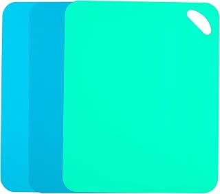 Carrollar 3-Pack Color Coded Flexible Plastic Cutting Mats, Dishwasher Safe Kitchen Chopping Boards 11.5x9 Inch