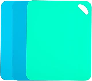 Plastic Flexible Cutting Mats for Kitchen, 3pcs Color Coded Chopping Board Set, Cutting Board Sheet for Kitchen Cooking, D