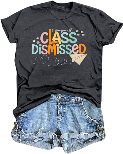 Last Day of School Teacher Shirt Women Schools Out for Summer Teacher Graphic Tee School Teacher Top