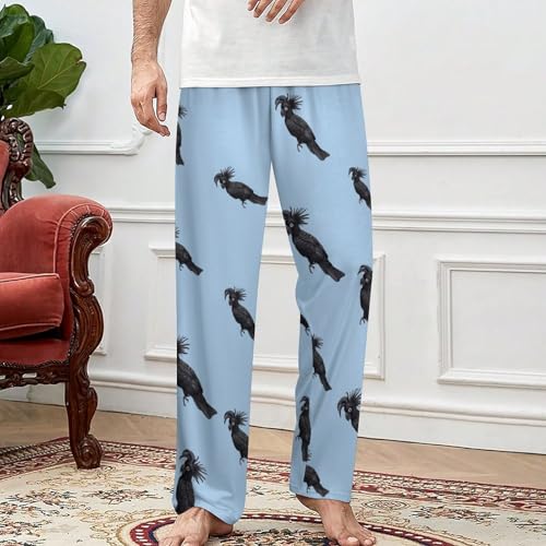 Black Cockatoo Bird Men's Pajama Pants Lightweight Pjs Bottoms Sleep Lounge Pant with Pocket Drawstring3