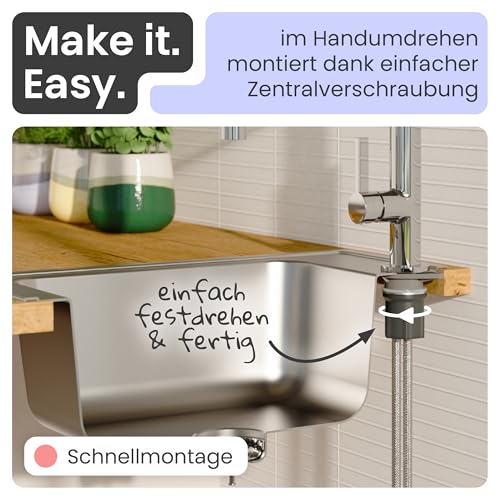 Küchenarmatur Instmaier Nova mit flexibler Geschirrbrause und 360° Schwenkfunktion