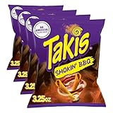 Takis Smokin' BBQ 3.25 oz Snack Size Bag, Barbecue Baby Back Ribs Flavored Mild Tangy Rolled Tortilla Chips (Pack of 4)
