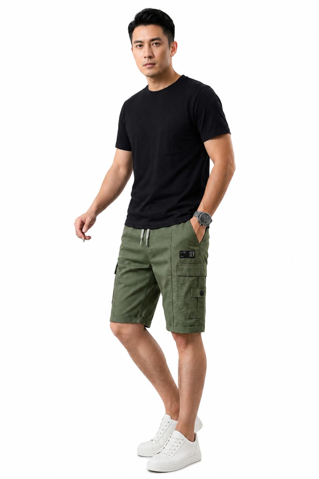 dhrivansh Men’s Stylish Cargo Shorts | Premium Cotton Green Shorts for Men | Regular Fit Casual & Travel Wear Shorts-picture-39