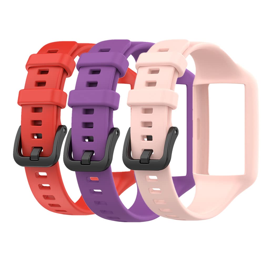 Muovrto Watch Strap for Huawei Band 6/Band 7,Silicone Sport Band Replacement Strap for Honor band 6/Band 7 (Set 3)