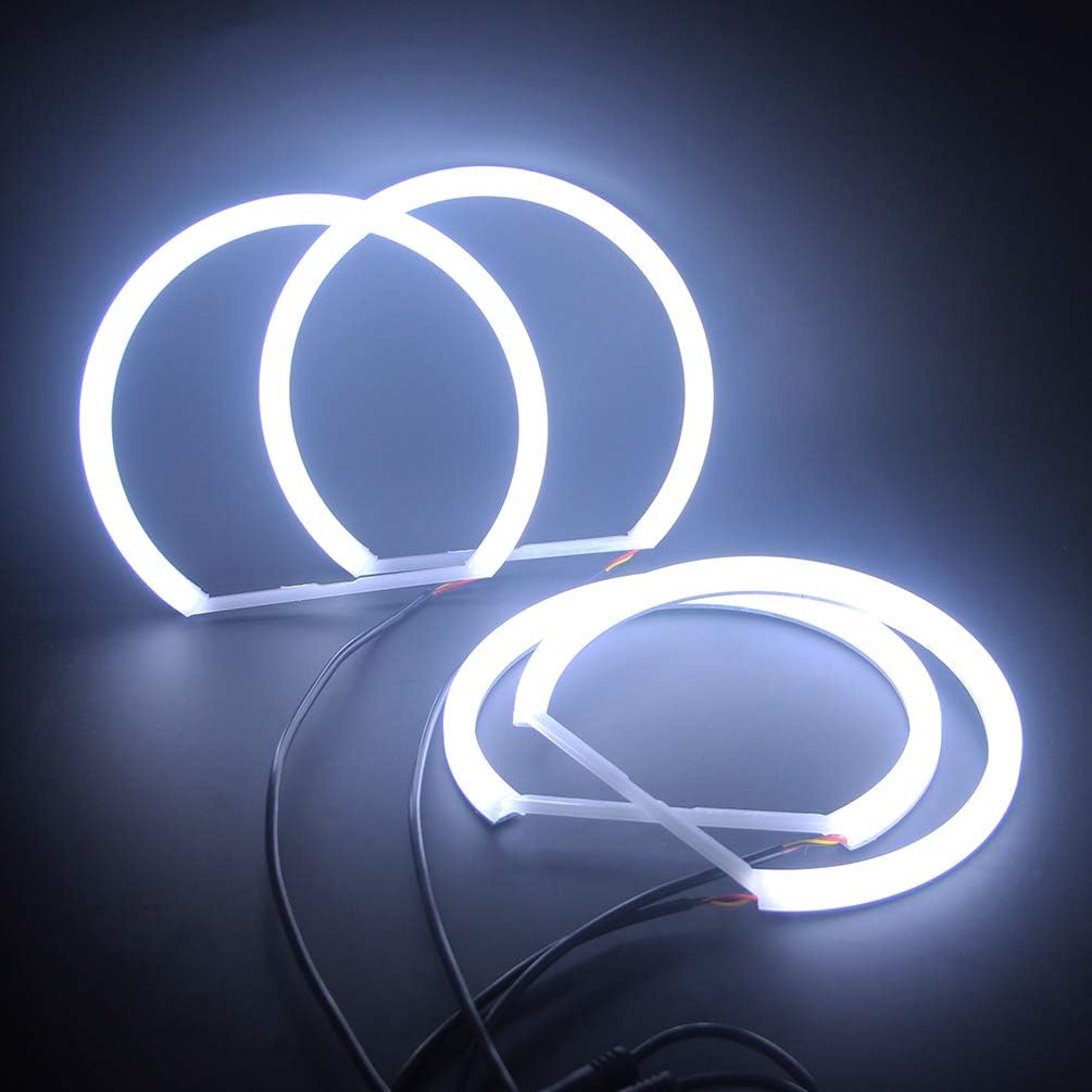 Switchback Dual Color White/Amber 131MM Halo Rings Cotton Light SMD LED Angel Eyes Compatible with BMW E36 E38 E39 E46 M3 3,5,7 Series